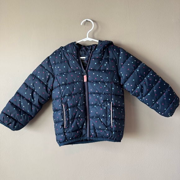 Rokka & Rolla Girls Star Pattern Hooded Puffer Jacket Winter Coat Size 3T - Picture 1 of 9
